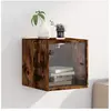 vidaXL Table de chevet avec porte en verre chêne fumé 35x37x35 cm