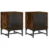 vidaXL Tables de chevet et portes vitrées 2 pcs chêne fumé 35x37x50 cm