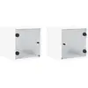 vidaXL Tables de chevet avec portes en verre 2 pcs blanc 35x37x35 cm