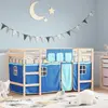 vidaXL Lit mezzanine enfants et rideaux bleu 90x190cm bois pin massif