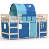 vidaXL Lit mezzanine enfants avec tunnel bleu 80x200cm bois pin massif