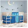 vidaXL Lit mezzanine enfants et rideaux bleu 80x200cm bois pin massif