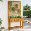 vidaXL Jardinière avec treillis et étagère bois massif d'acacia