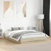 vidaXL Cadre de lit avec lumières LED chêne sonoma 135x190 cm