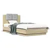 vidaXL Cadre de lit tête de lit et lumières LED chêne sonoma 90x200 cm