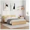 vidaXL Cadre de lit avec tête de lit et LED chêne sonoma 160x200 cm