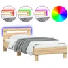 vidaXL Cadre de lit tête de lit et lumières LED chêne sonoma 90x190 cm