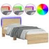 vidaXL Cadre de lit tête de lit et lumières LED chêne sonoma 90x200 cm