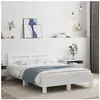 Cadre de lit avec tête de lit et led blanc 135x190 cm Vidaxl White