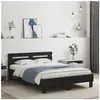 Vidaxl - Cadre de lit avec tête de lit et led noir 135x190 cm Black