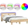 vidaXL Cadre de lit avec tête de lit et LED chêne sonoma 120x200 cm