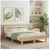 vidaXL Cadre de lit avec tête de lit et LED chêne sonoma 140x190 cm