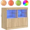 vidaXL Buffet avec lumières LED chêne sonoma 81x37x67 cm