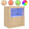 vidaXL Buffet avec lumières LED chêne sonoma 60,5x37x67 cm