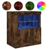 vidaXL Buffet avec lumières LED chêne fumé 60,5x37x67 cm