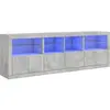 vidaXL Buffet avec lumières LED gris béton 202x37x67 cm