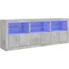 vidaXL Buffet avec lumières LED gris béton 181,5x37x67 cm