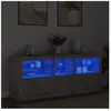 vidaXL Buffet avec lumières LED gris béton 162x37x67 cm