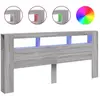 vidaXL Tête de lit à LED sonoma gris 220x18,5x103,5 cm bois ingénierie