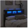 vidaXL Tête de lit à LED noir 160x18,5x103,5 cm bois d'ingénierie
