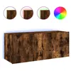vidaXL Meuble TV mural avec lumières LED chêne fumé 100x35x41 cm