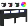 vidaXL Tête de lit à LED noir 220x18,5x103,5 cm bois d'ingénierie