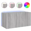vidaXL Meuble TV mural avec lumières LED sonoma gris 80x35x41 cm