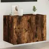 vidaXL Meuble TV mural avec lumières LED chêne fumé 60x35x41 cm
