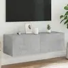 vidaXL Meuble TV mural avec lumières LED gris béton 100x35x31 cm