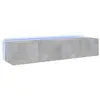 vidaXL Meubles TV muraux et lumières LED 2pcs gris béton 80x35x31 cm