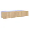 vidaXL Meubles TV muraux lumières LED 2 pcs chêne sonoma 80x35x31 cm