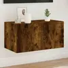 vidaXL Meuble TV mural avec lumières LED chêne fumé 60x35x31 cm