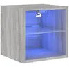 vidaXL Meuble TV mural avec lumières LED sonoma gris 30x28,5x30 cm