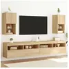 vidaXL Meubles TV avec lumières LED 2 pcs chêne sonoma 30,5x30x60 cm