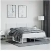 vidaXL Cadre de lit métal avec tête de lit blanc 140x190 cm