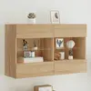 vidaXL Meuble TV mural avec lumières LED chêne sonoma 98,5x30x60,5 cm