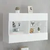 vidaXL Meuble TV mural avec lumières LED blanc 98,5x30x60,5 cm