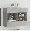 vidaXL Meuble TV mural avec lumières LED gris béton 78,5x30x60,5 cm