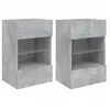vidaXL Meubles TV muraux et lumières LED 2pcs gris béton 40x30x60,5 cm