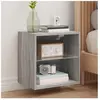 vidaXL Table de chevet murale avec lumières LED sonoma gris