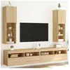 vidaXL Meubles TV avec lumières LED 2 pcs chêne sonoma 30,5x30x102 cm