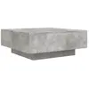 vidaXL Table basse avec lumières LED gris béton 80x80x31 cm