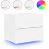 vidaXL Table de chevet murale avec lumières LED blanc