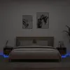 vidaXL Armoires de chevet avec lumières LED 2 pcs chêne fumé