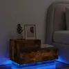 vidaXL Table de chevet avec lumières LED chêne fumé 70x36x40,5 cm