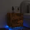 vidaXL Armoire de chevet et lumières LED chêne fumé bois d'ingénierie