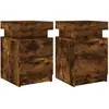 vidaXL Tables de chevet avec lumières LED 2 pcs chêne fumé 35x39x55 cm