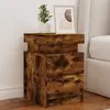 vidaXL Table de chevet avec lumières LED chêne fumé 35x39x55 cm