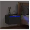vidaXL Table de chevet murale avec lumières LED noir
