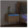 vidaXL Table de chevet murale avec lumières LED chêne sonoma